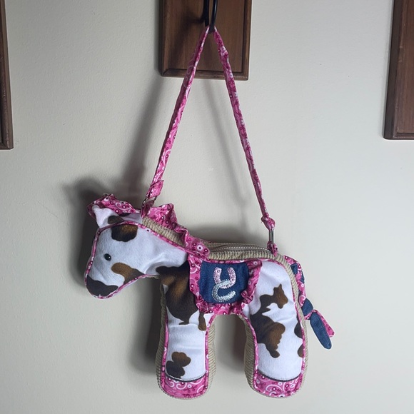 Cuddle Toys Pink and Denim Western Cowgirl Horse Purse - Picture 2 of 6